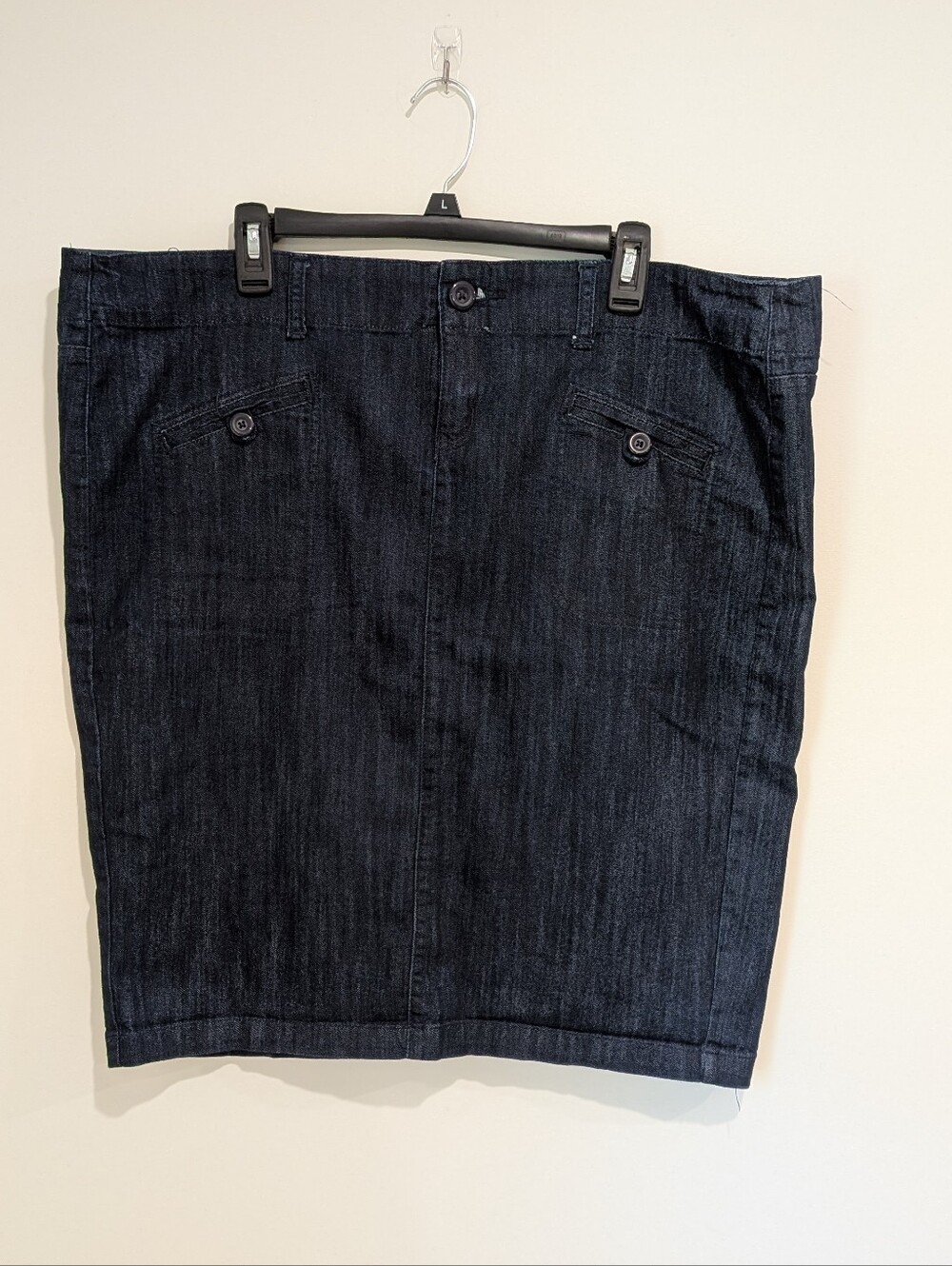 Dark Denim Pencil Skirt Size XL Minimalist, workwear capsule wardrobe